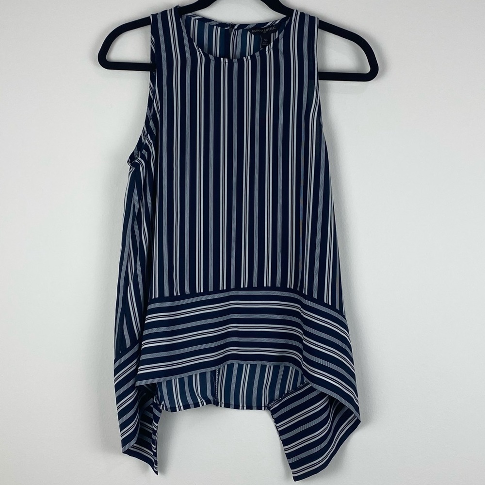 NWT Banana Republic Stripe sleeveless navy  Sz XS
